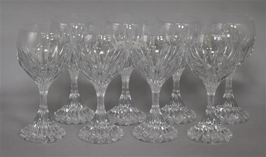 A set of eight Baccarat Massena pattern red wine glasses and a set of six Baccarat brandy balloons